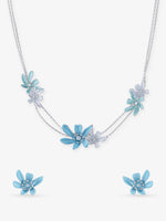 SIJA 925 Silver Flower Necklace and Earrings sterling silver jewellery elegant floral design full front hero view accessory