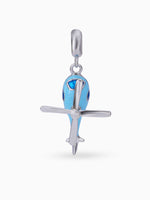 Side view SIJA 925 silver jewellery blue helicopter charm stylish handcrafted accessory perfect for weddings parties anniversaries and festive wear