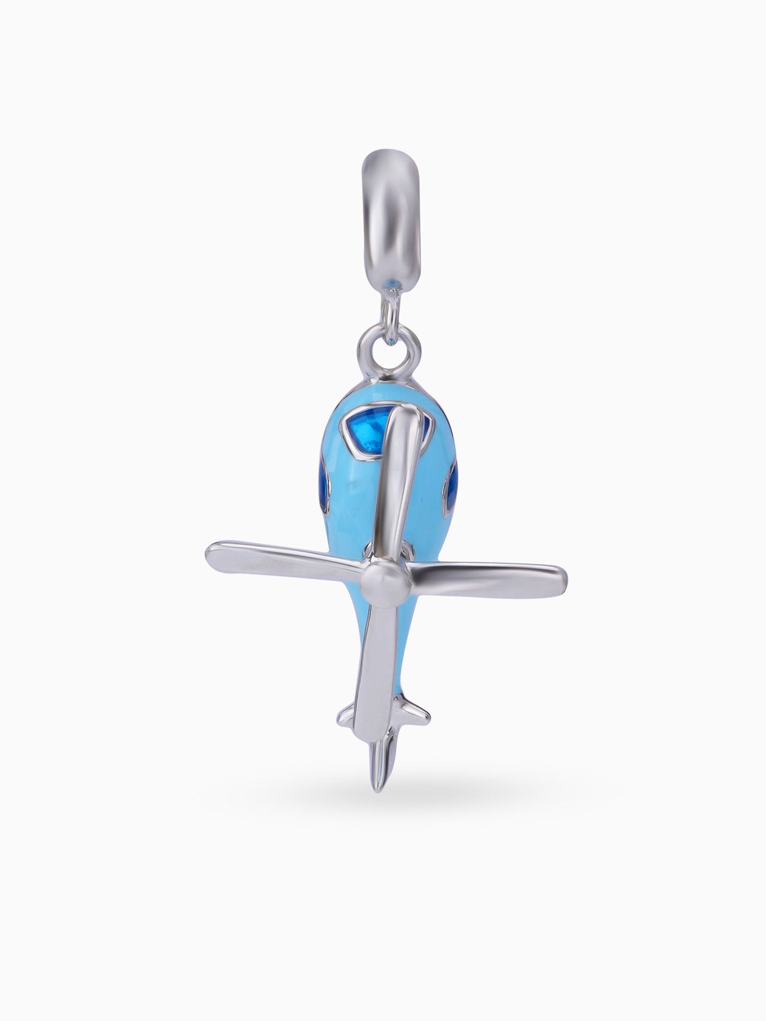 Side view SIJA 925 silver jewellery blue helicopter charm stylish handcrafted accessory perfect for weddings parties anniversaries and festive wear