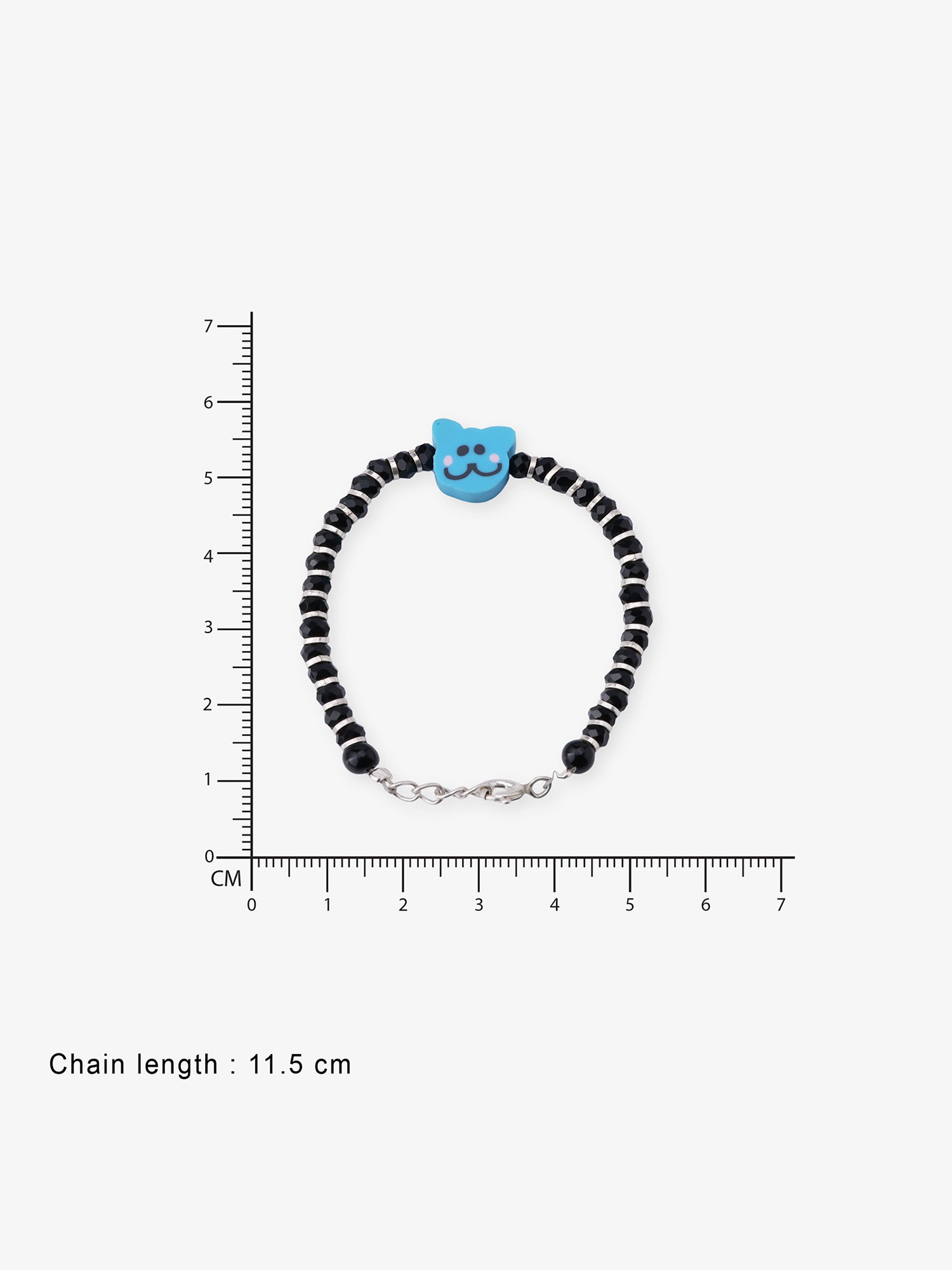 Clasp of SIJA Blue Kitty Kids Bracelet showing BIS 925 hallmark stamp certified sterling silver jewellery made in India