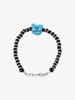 SIJA 925 Sterling Silver Blue Kitty with Black Beaded Kids Bracelet jewellery full front hero view playful accessory for children
