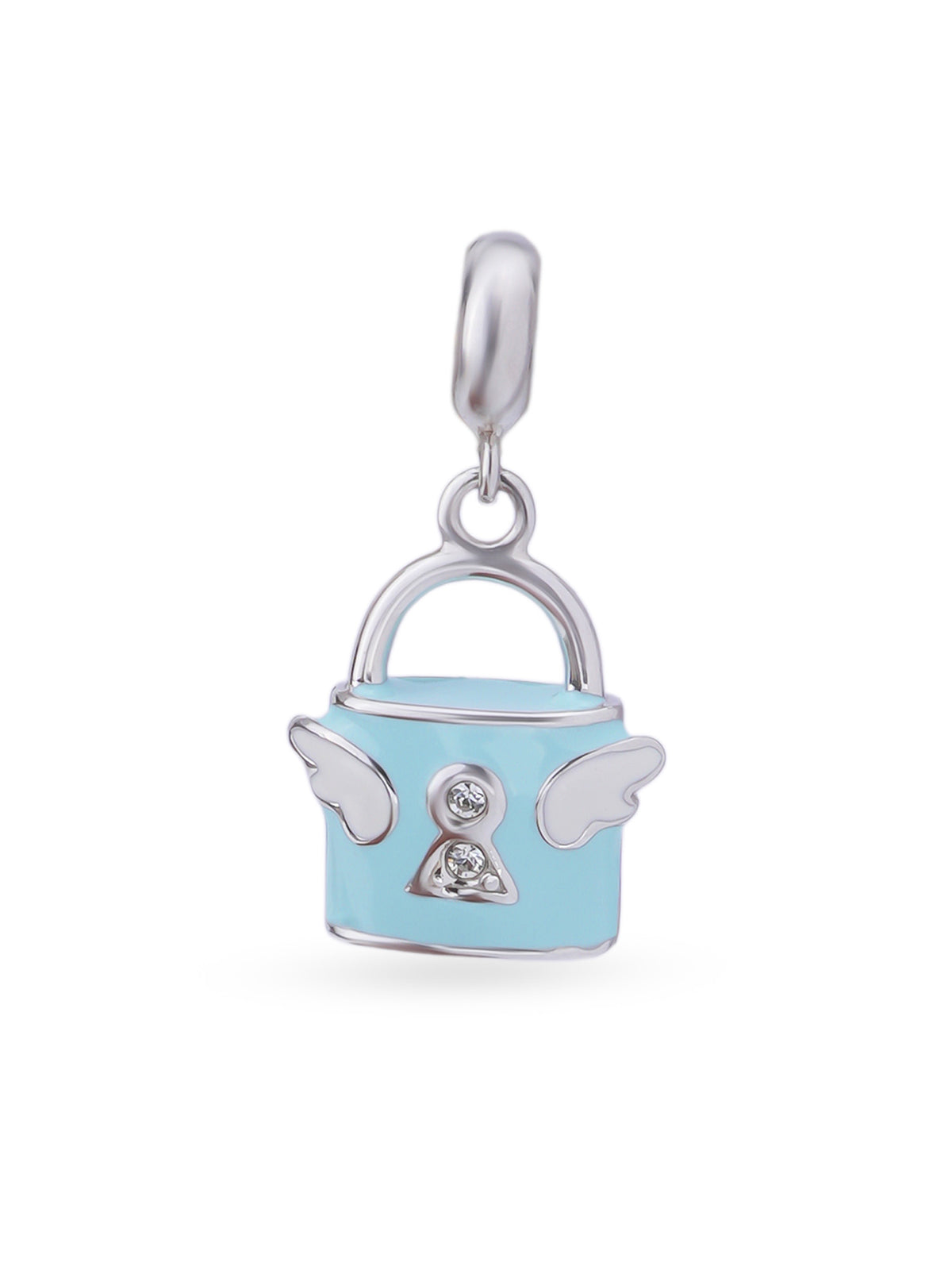 Hero shot SIJA 925 silver jewellery blue lock charm BIS hallmarked elegant accessory perfect for birthdays festive wear and gifting
