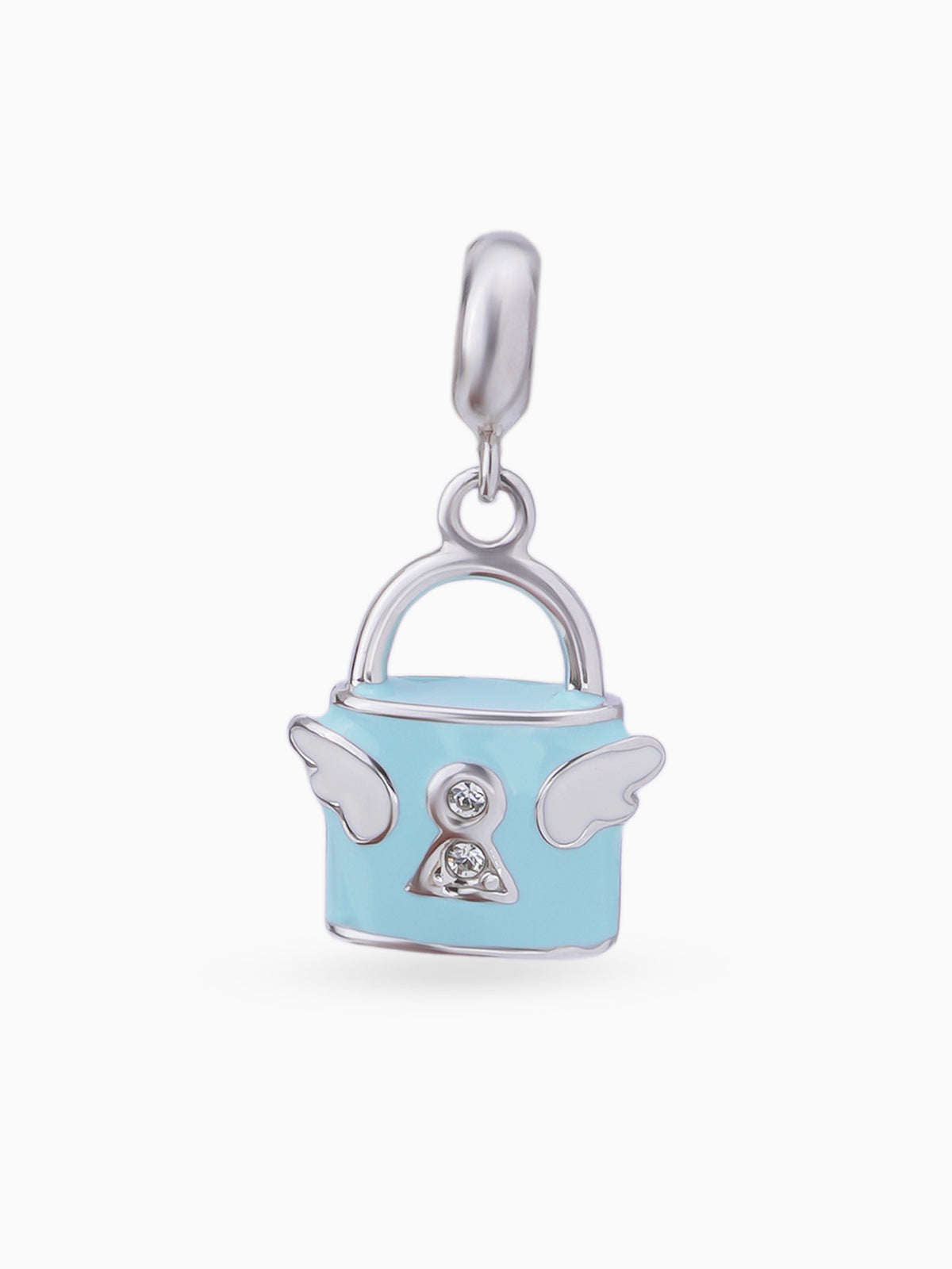 Close up SIJA 925 silver jewellery blue lock charm handcrafted premium design versatile accessory for everyday wear and special occasions