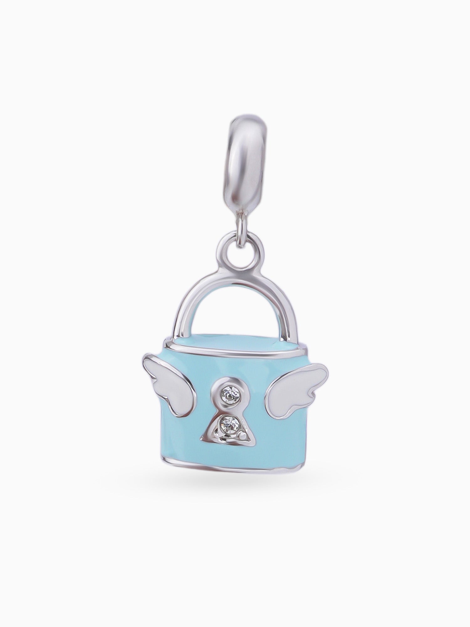 Close up SIJA 925 silver jewellery blue lock charm handcrafted premium design versatile accessory for everyday wear and special occasions
