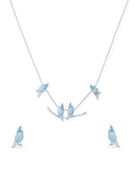 Close‑up of SIJA 925 Silver Blue Love Birds Necklace showing intricate bird motif detailing handcrafted sterling silver jewellery timeless accessory