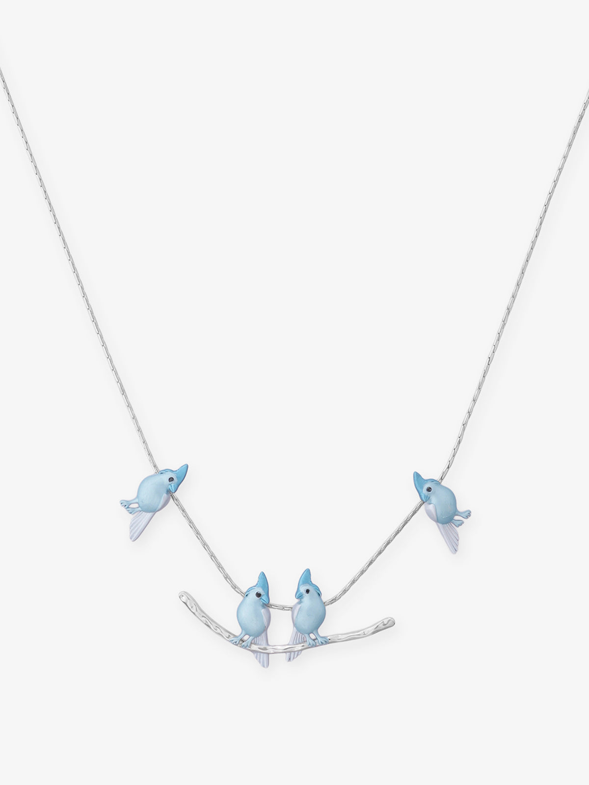 Close‑up of SIJA 925 Silver Blue Love Birds Necklace showing intricate bird motif detailing handcrafted sterling silver jewellery timeless accessory