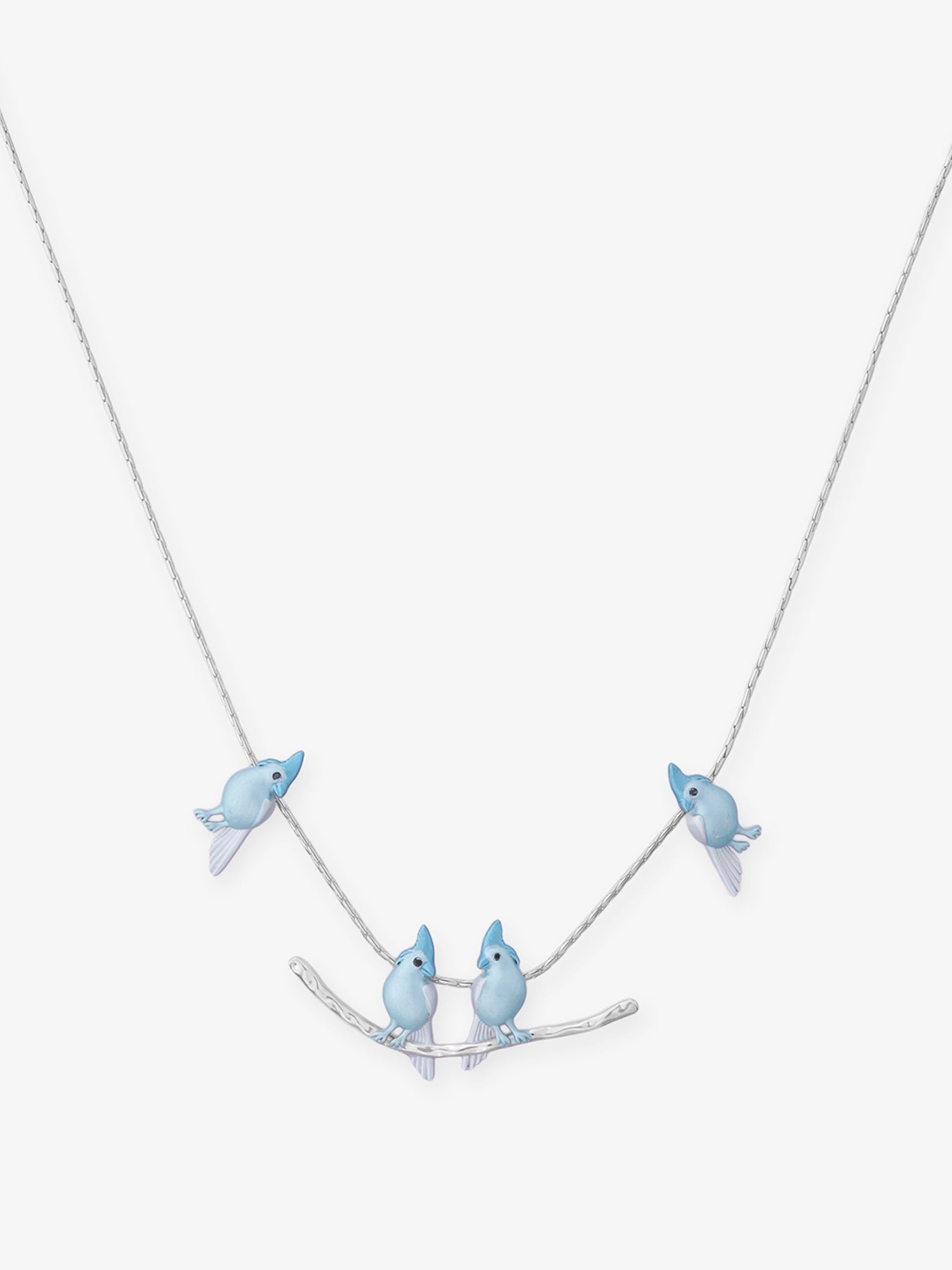 Close‑up of SIJA 925 Silver Blue Love Birds Necklace showing intricate bird motif detailing handcrafted sterling silver jewellery timeless accessory