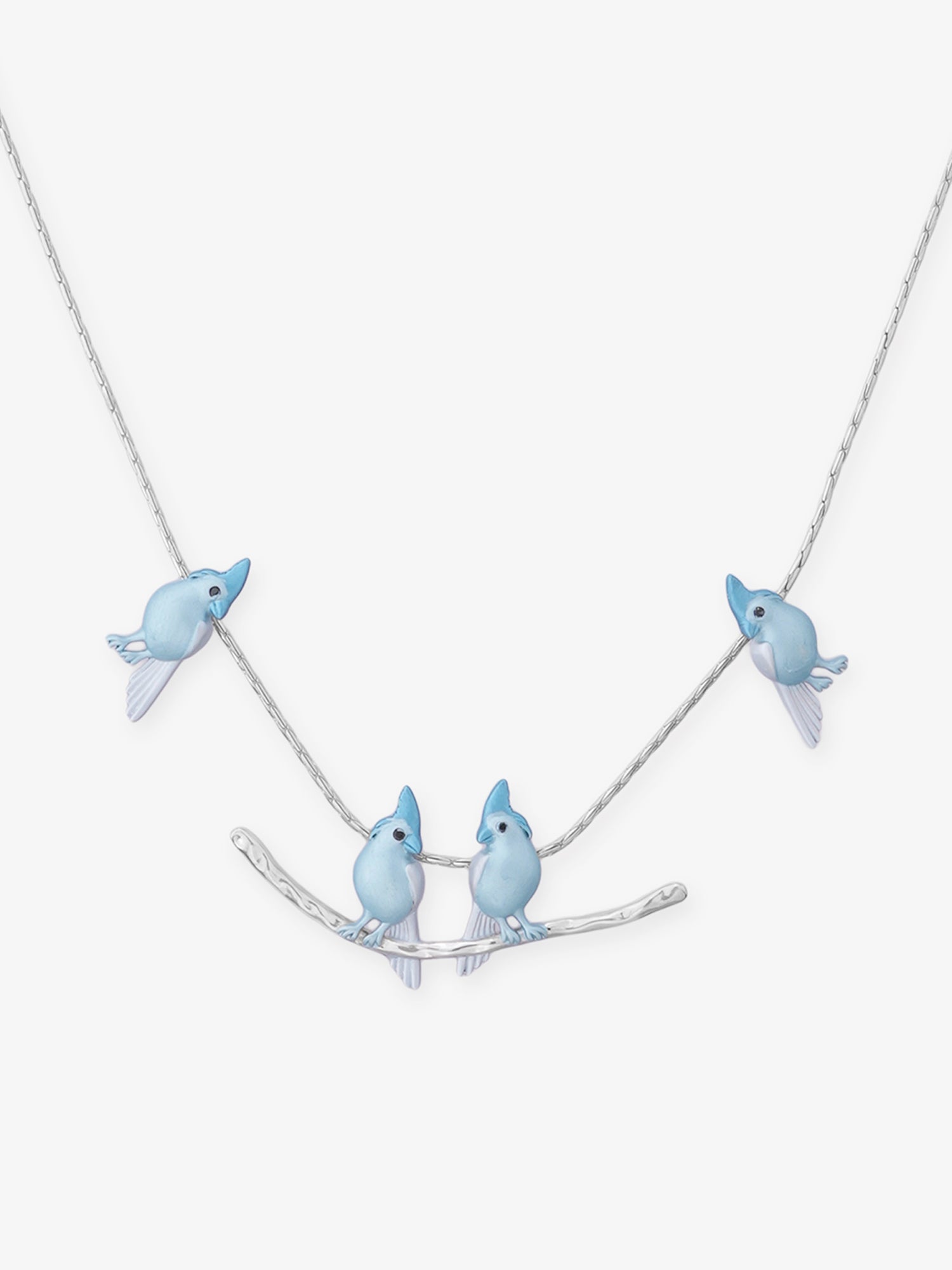 Close‑up of SIJA 925 Silver Blue Love Birds Necklace showing intricate bird motif detailing handcrafted sterling silver jewellery timeless accessory