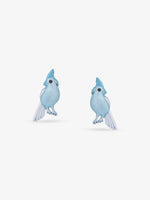 Detailed view of SIJA 925 Silver Blue Love Birds Earrings highlighting ornamental finish polished sterling silver craftsmanship delicate bird motif