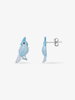 Side profile of SIJA 925 Silver Blue Love Birds Earrings sterling silver jewellery timeless romantic accessory elegant design for women
