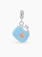 Hero shot SIJA 925 silver jewellery blue peach heart bag charm BIS hallmarked elegant accessory perfect for birthdays festive wear and gifting