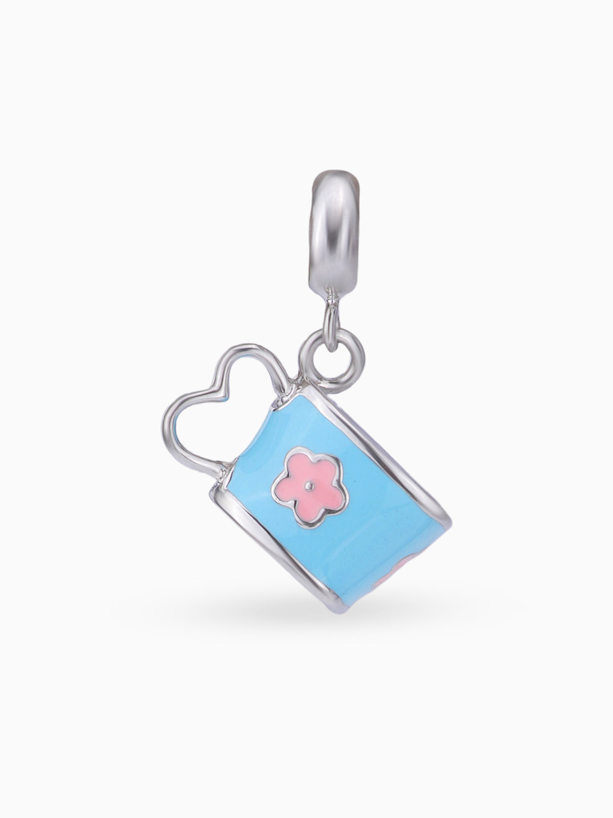 Close up SIJA 925 silver jewellery blue peach heart charm handcrafted premium design versatile accessory for everyday wear and special occasions
