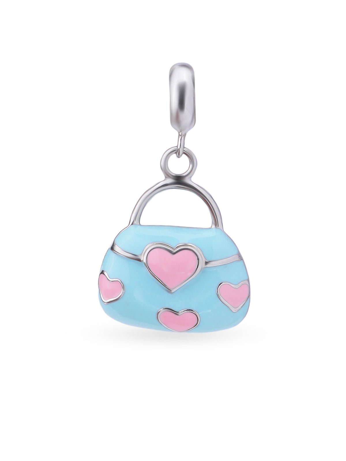 Hero shot SIJA 925 silver jewellery blue pink heart bag charm BIS hallmarked elegant accessory perfect for birthdays festive wear and gifting