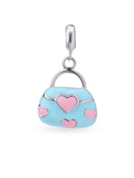 Hero shot SIJA 925 silver jewellery blue pink heart bag charm BIS hallmarked elegant accessory perfect for birthdays festive wear and gifting