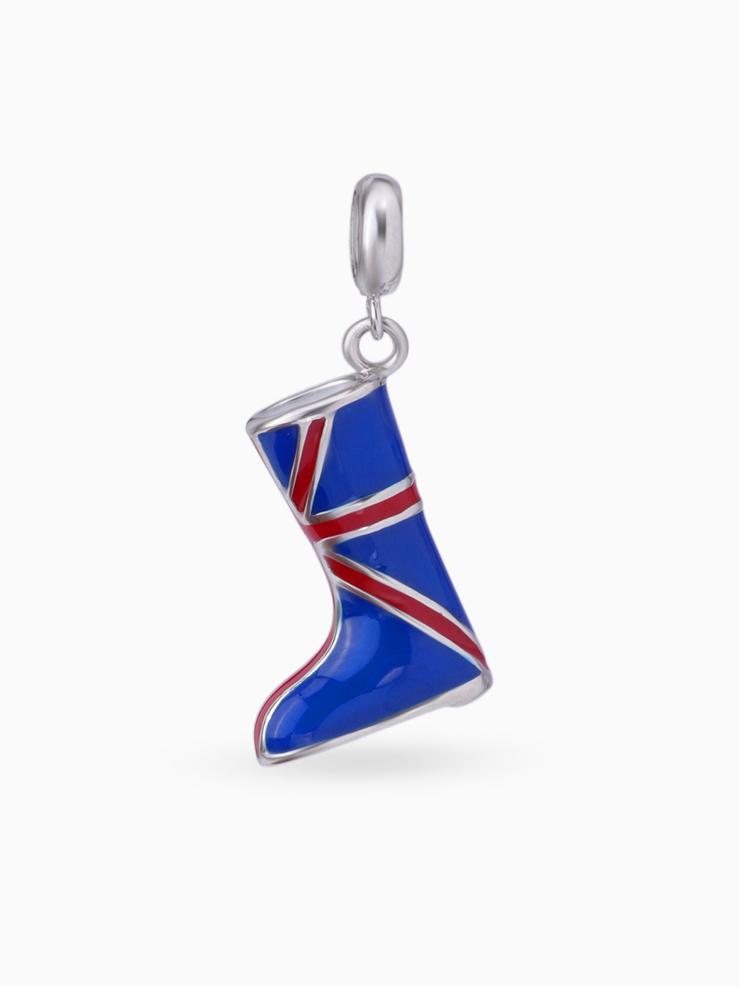 Close up SIJA 925 silver jewellery blue red shoe charm handcrafted premium design versatile accessory for everyday wear and special occasions