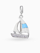 Close up SIJA 925 silver jewellery blue sailboat charm handcrafted premium design versatile accessory for everyday wear and special occasions