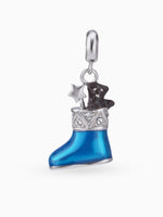 Close up SIJA 925 silver jewellery blue shoe charm handcrafted premium design versatile accessory for everyday wear and special occasions