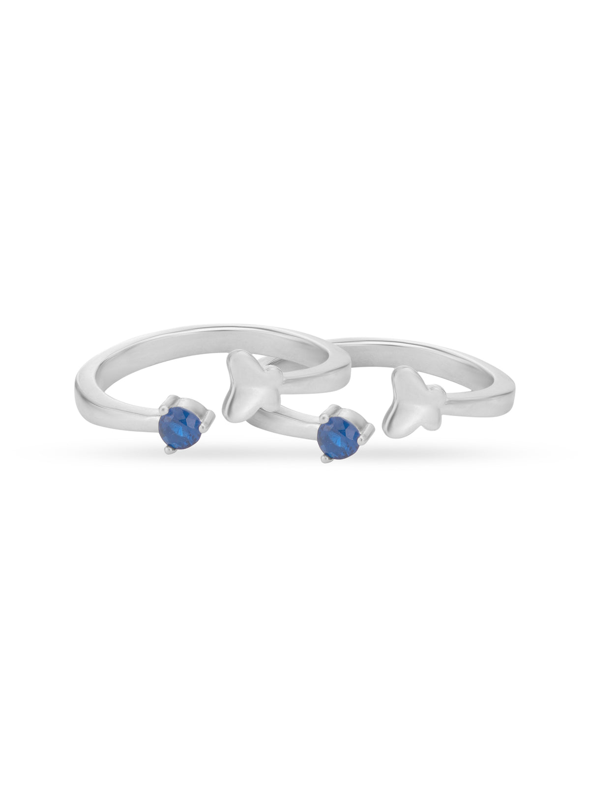 Detailed close up of SIJA 925 Silver Blue Stone Butterfly Toe Ring showing butterfly motif with sparkling blue stone accents handcrafted in silver