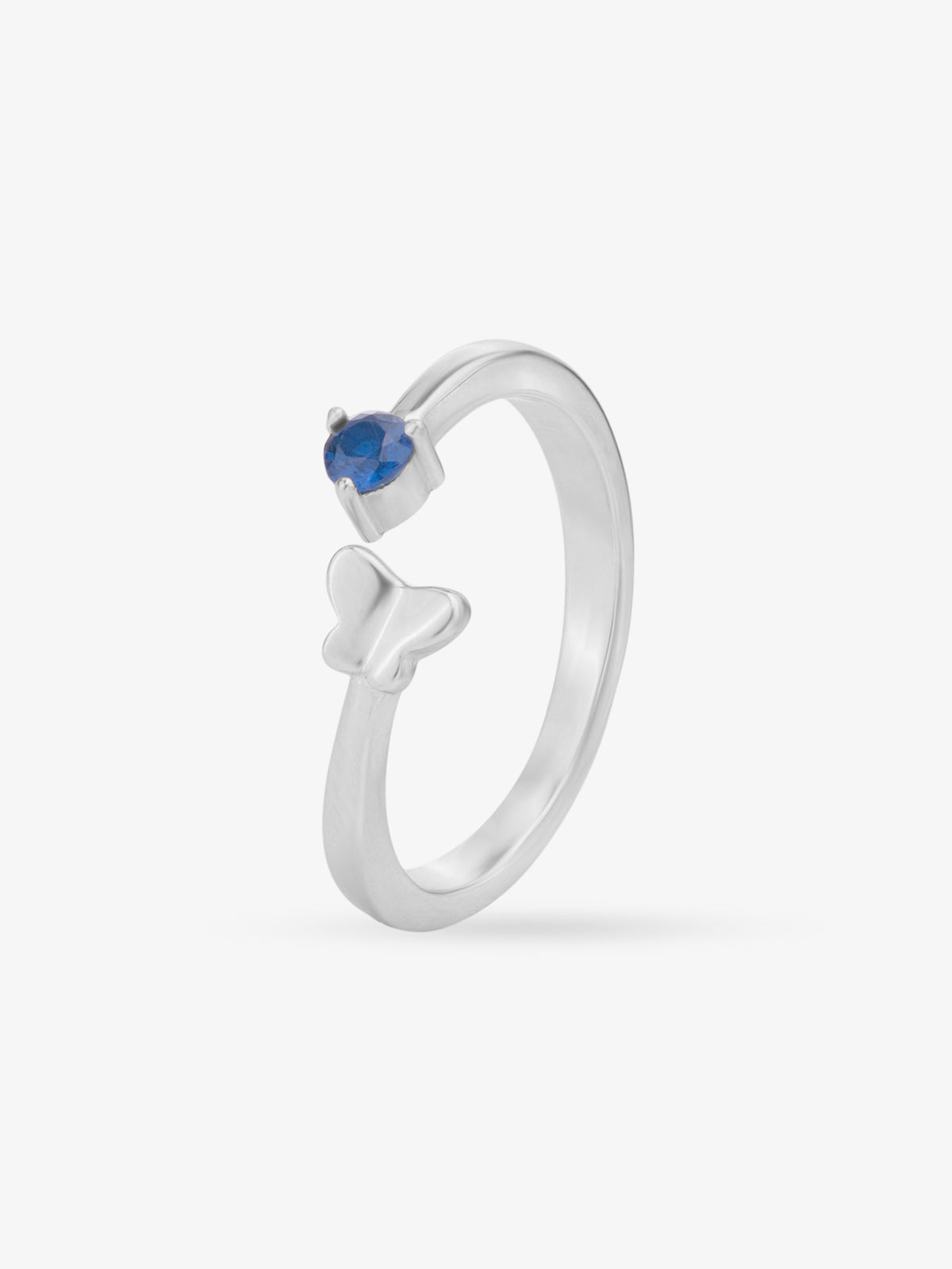 Side profile of SIJA 925 Silver Blue Stone Butterfly Toe Ring highlighting durable sterling silver craftsmanship and butterfly charm design