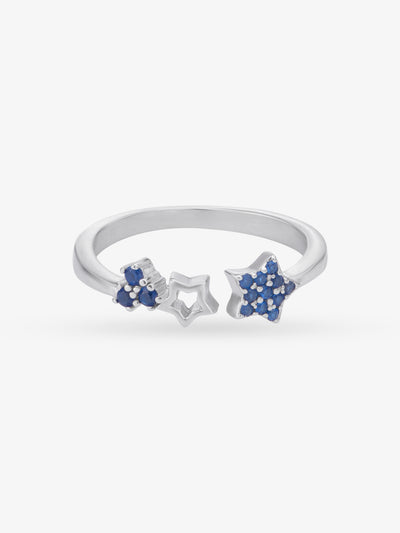 SIJA 925 Silver Blue Stone Star Toe Ring adjustable sterling silver band for comfortable fit