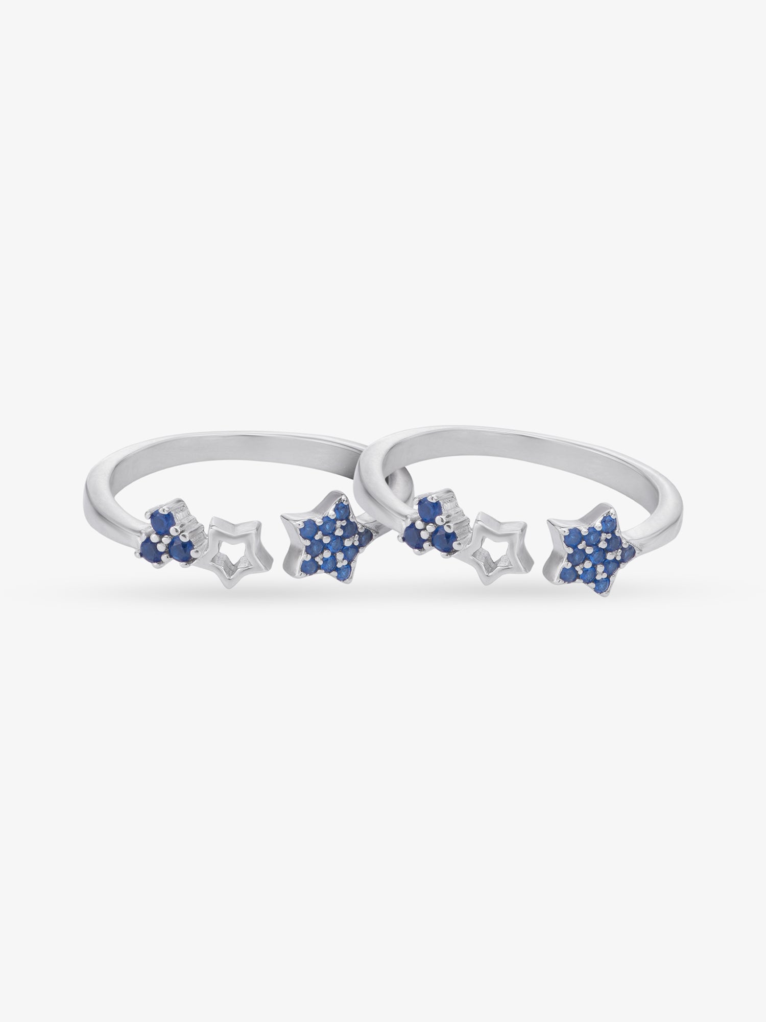 SIJA 925 Silver Blue Stone Star Toe Ring elegant sterling silver jewellery accessory front view