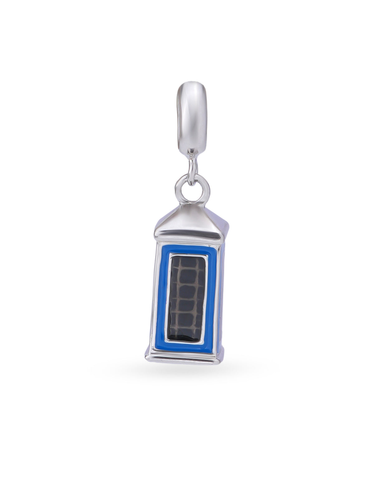 Hero shot SIJA 925 silver jewellery blue telephone booth charm BIS hallmarked elegant timeless accessory perfect for weddings festive wear and gifting