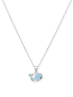 Close‑up of SIJA 925 Silver Blue Whale Pendant with Chain showing cute whale charm detailing handcrafted sterling silver jewellery fun accessory for children
