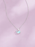 Close‑up of SIJA 925 Silver Blue Whale Pendant with Chain showing cute whale charm detailing handcrafted sterling silver jewellery fun accessory for children