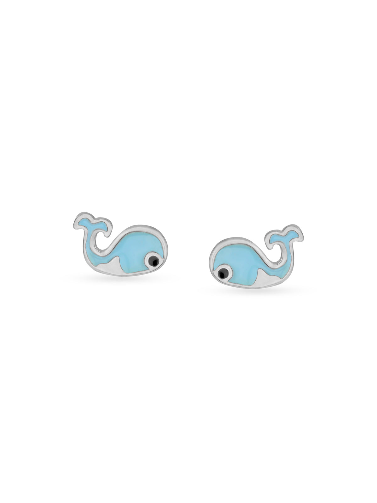 Close‑up of SIJA 925 Silver Blue Whale Stud showing cute whale motif detailing handcrafted sterling silver jewellery fun accessory for children and adults