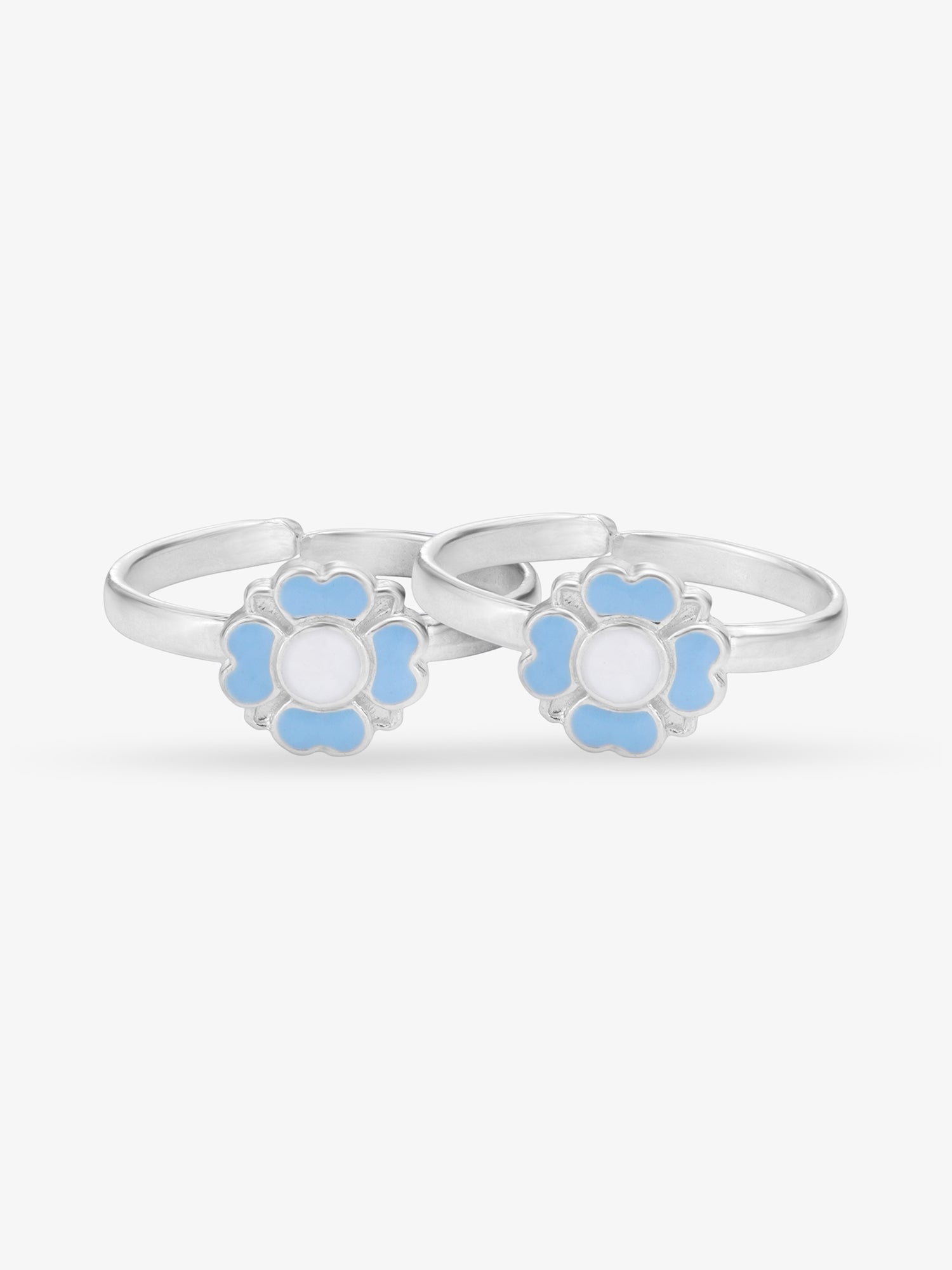 Blue & White Enamel Floral Toe Ring