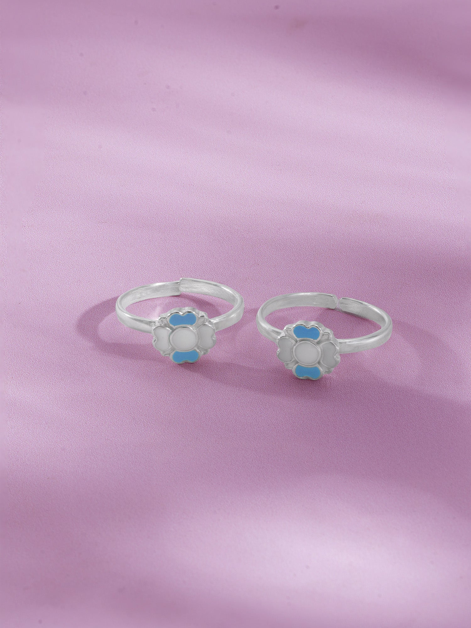 Blue & White Enamel Floral Toe Ring