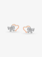 Detailed close up of SIJA 925 Silver Bow Heart Stud showing delicate bow with heart motif and handcrafted silver finish