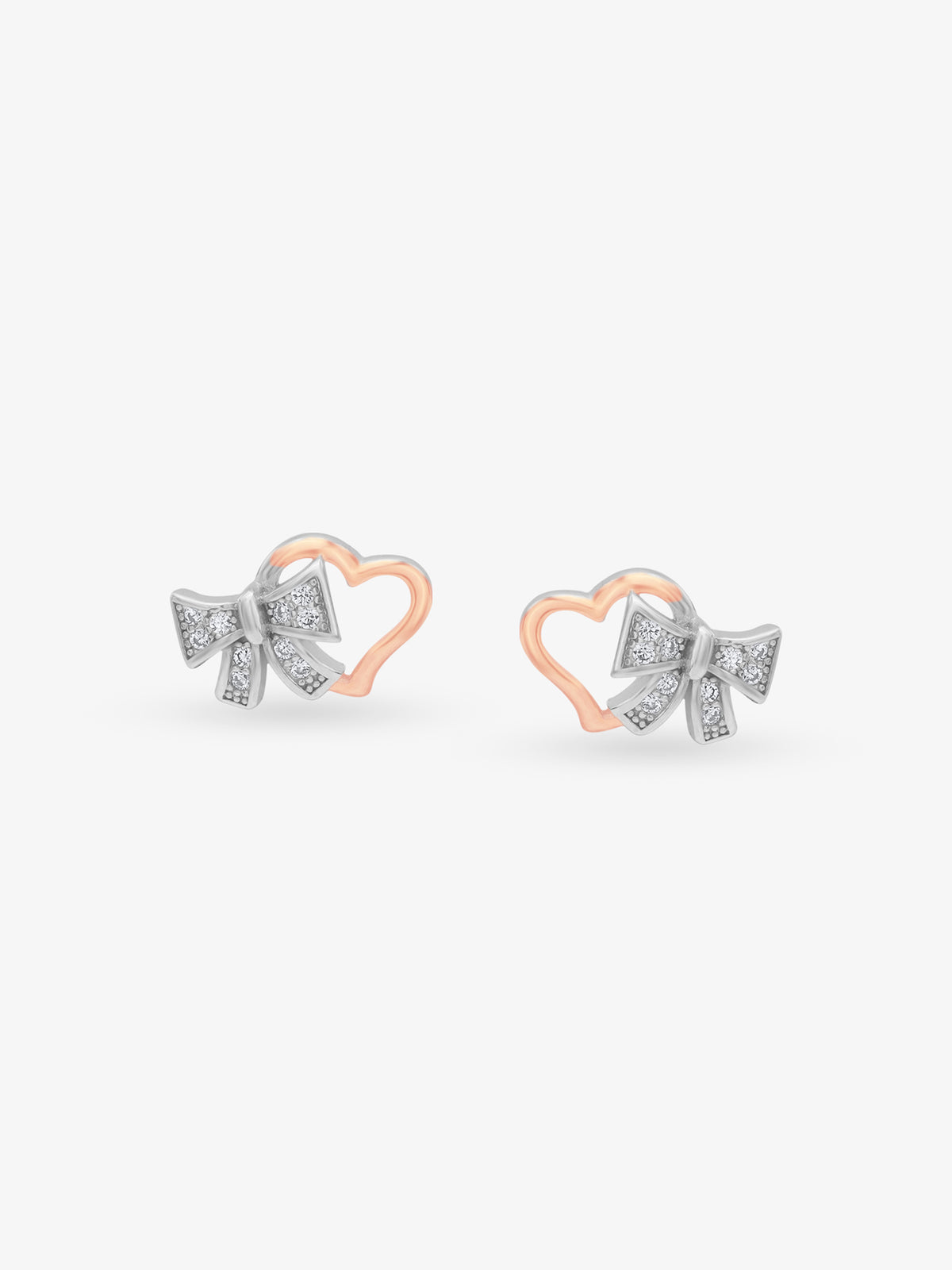 SIJA 925 Silver Bow Heart Stud elegant sterling silver jewellery accessory front view