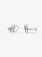 Side profile of SIJA 925 Silver Bow Heart Stud highlighting durable sterling silver craftsmanship and romantic design