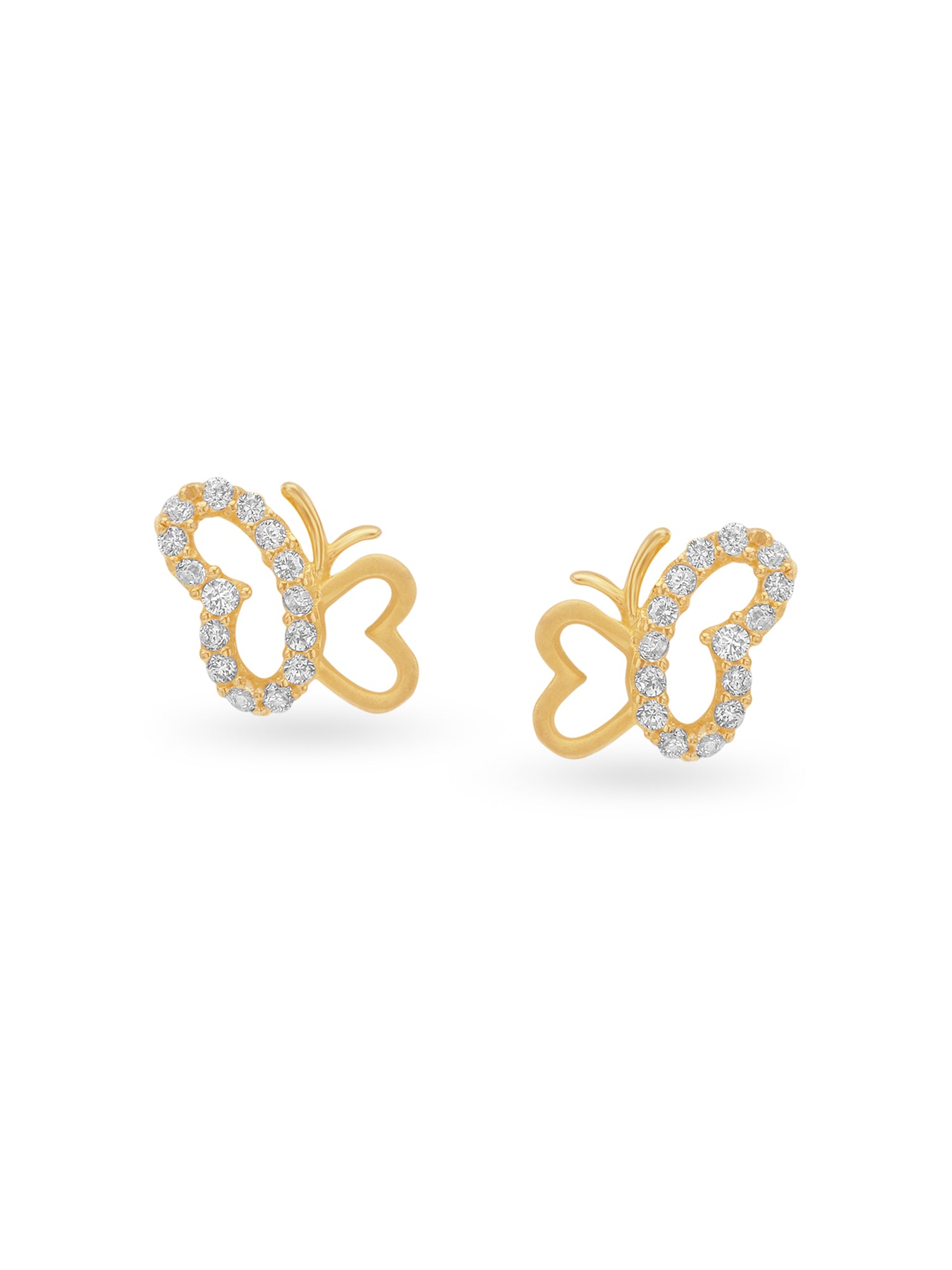 Detailed close up of SIJA 925 Silver Butterflies Stoned Earrings showing butterfly motif with sparkling stones and handcrafted silver finish