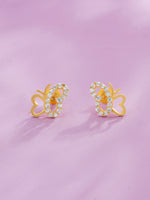 Detailed close up of SIJA 925 Silver Butterflies Stoned Earrings showing butterfly motif with sparkling stones and handcrafted silver finish
