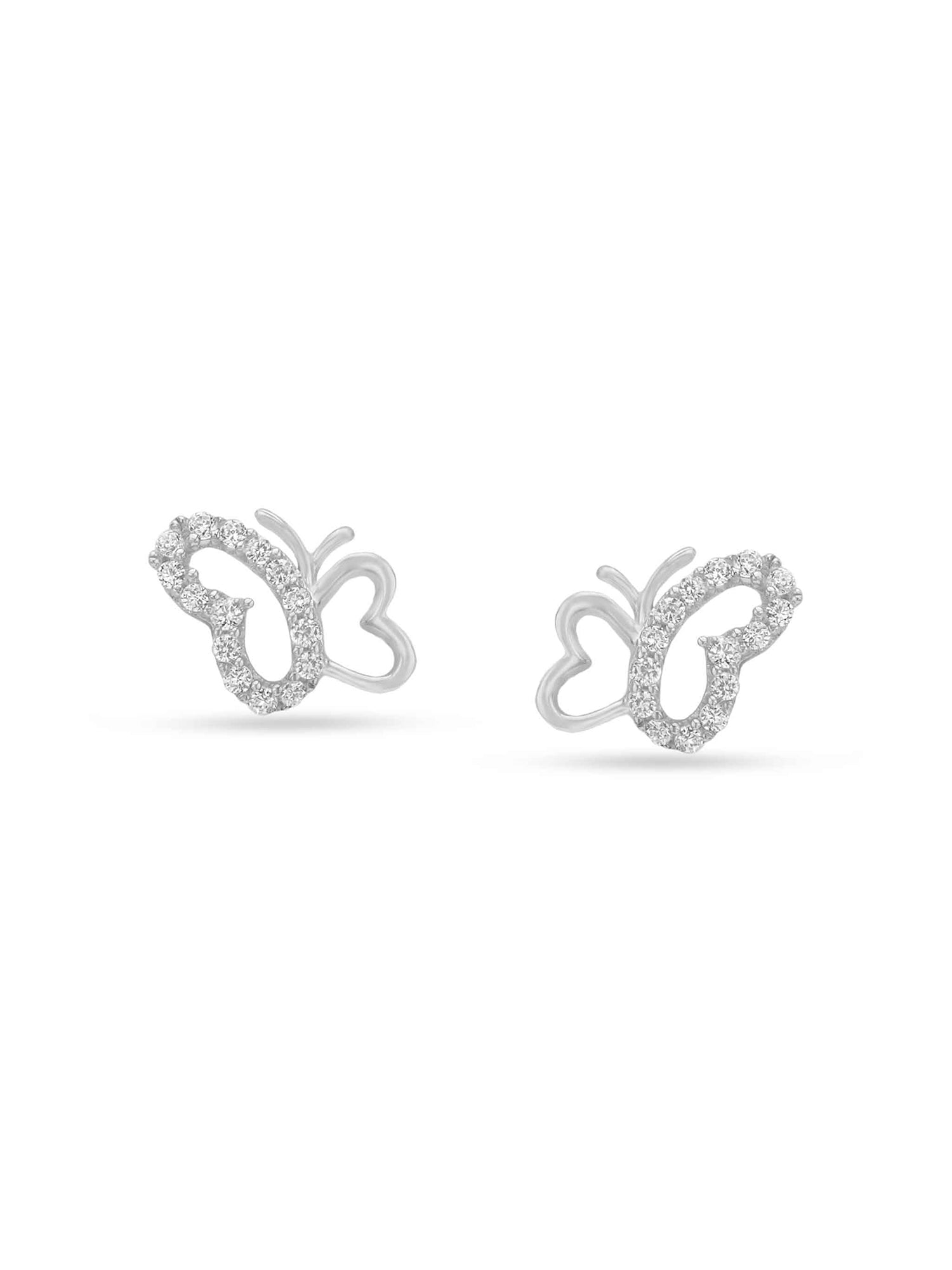 Reverse view of SIJA 925 Silver Butterflies Stoned Earrings showing BIS 925 hallmark certified sterling silver jewellery made in India