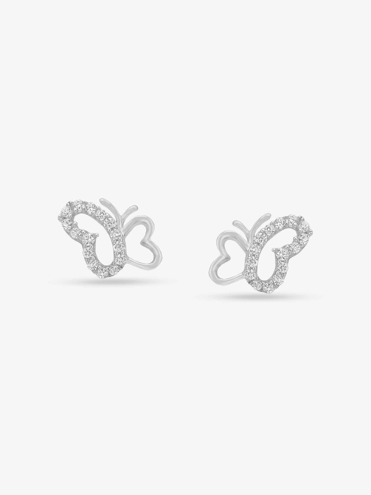 SIJA 925 Silver Butterflies Stoned Earrings elegant sterling silver jewellery accessory front view