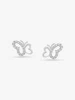 SIJA 925 Silver Butterflies Stoned Earrings elegant sterling silver jewellery accessory front view