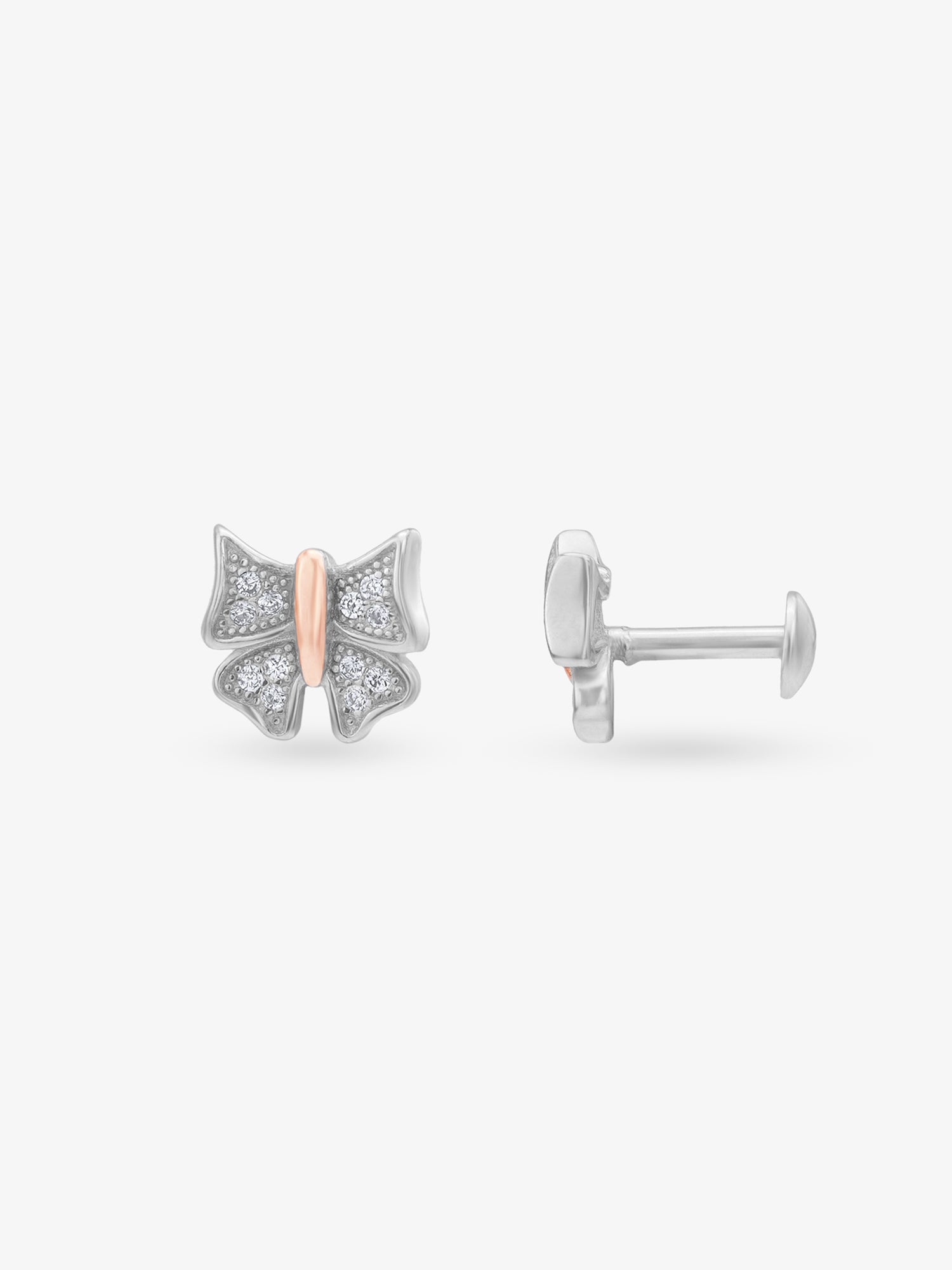 Side profile of SIJA 925 Silver Butterfly Bliss Stud highlighting durable sterling silver craftsmanship and whimsical design