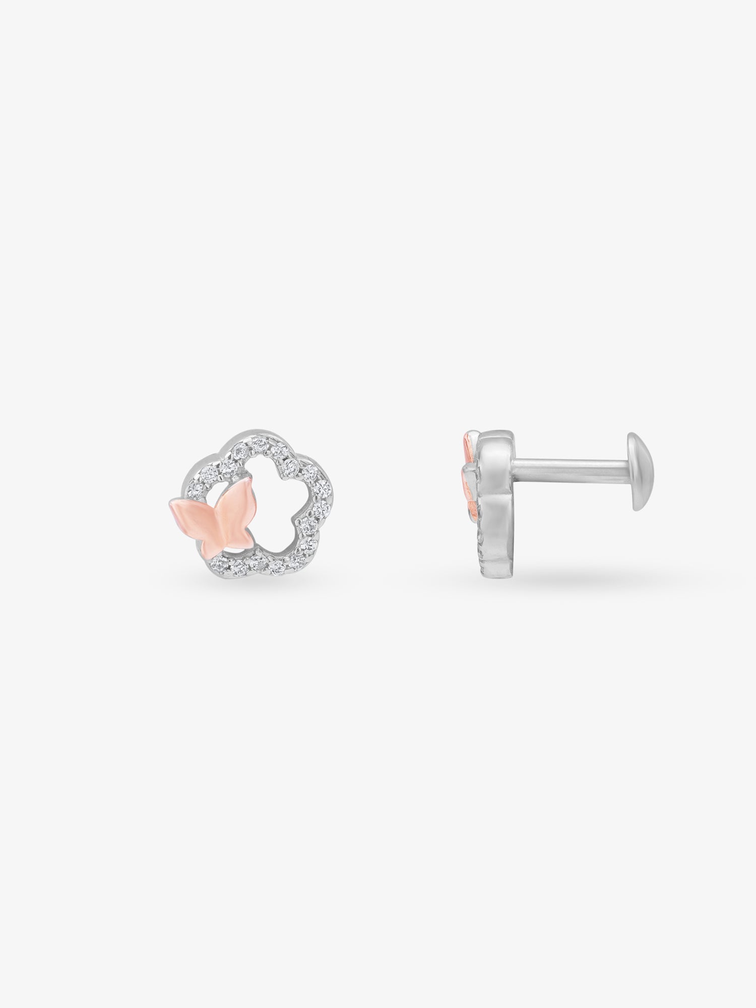 Side profile of SIJA 925 Silver Celestial Butterfly Stud highlighting durable sterling silver craftsmanship and radiant design