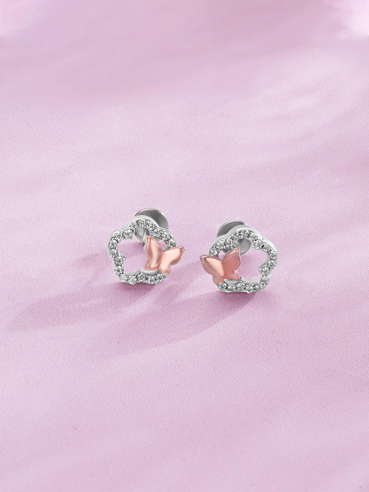 Detailed close up of SIJA 925 Silver Celestial Butterfly Stud showing celestial butterfly wings and handcrafted silver finish