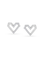 Detailed close up of SIJA Celestial Heart Stud showing sparkling zircon stones with delicate celestial heart motif craftsmanship