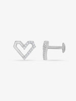 Side view of SIJA 925 Silver Celestial Heart Stud highlighting sleek silver setting with celestial heart charm
