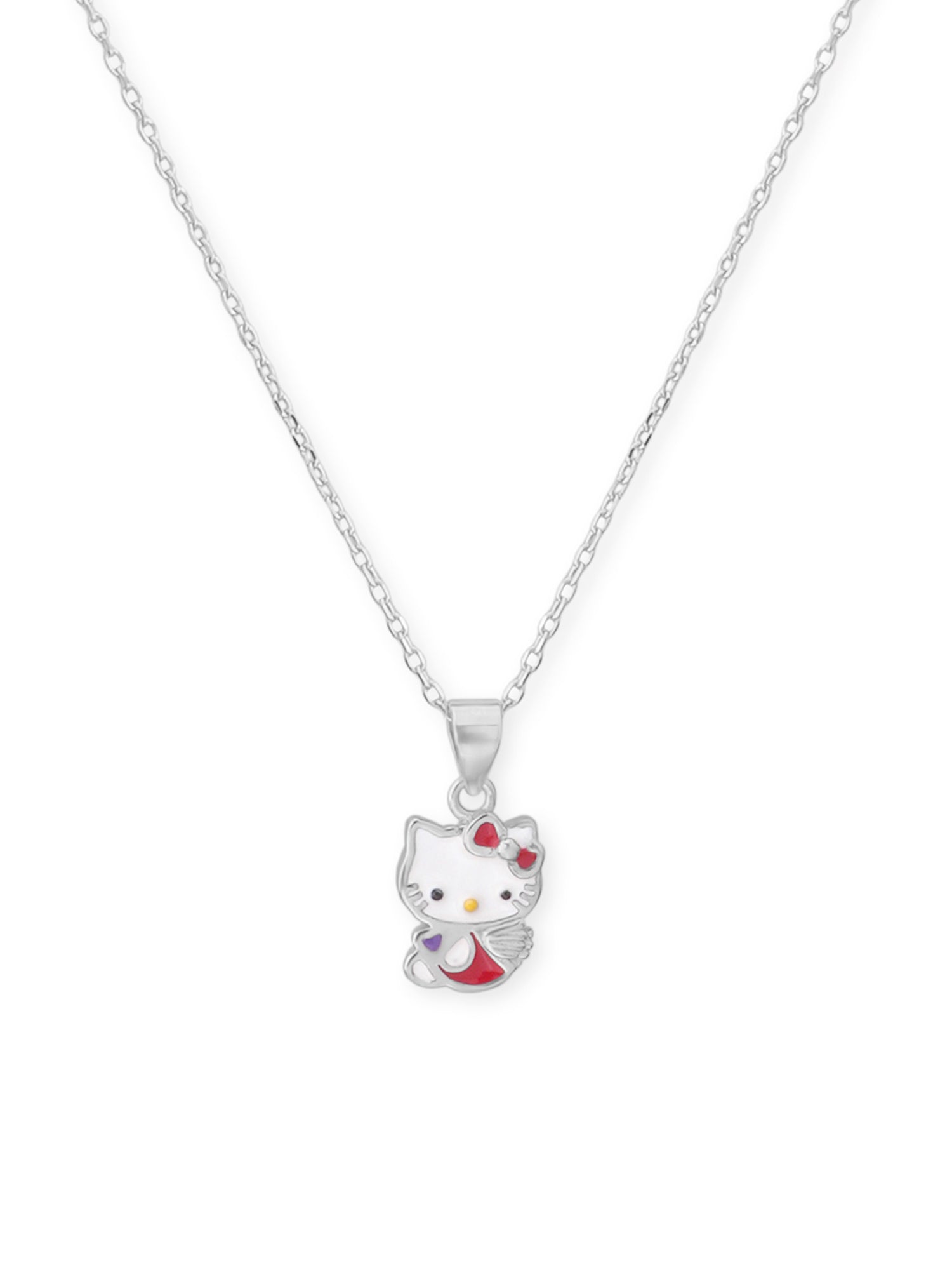 Close‑up of SIJA 925 Silver Classic Hello Kitty Pendant with Chain showing iconic Hello Kitty face detailing handcrafted sterling silver jewellery timeless accessory