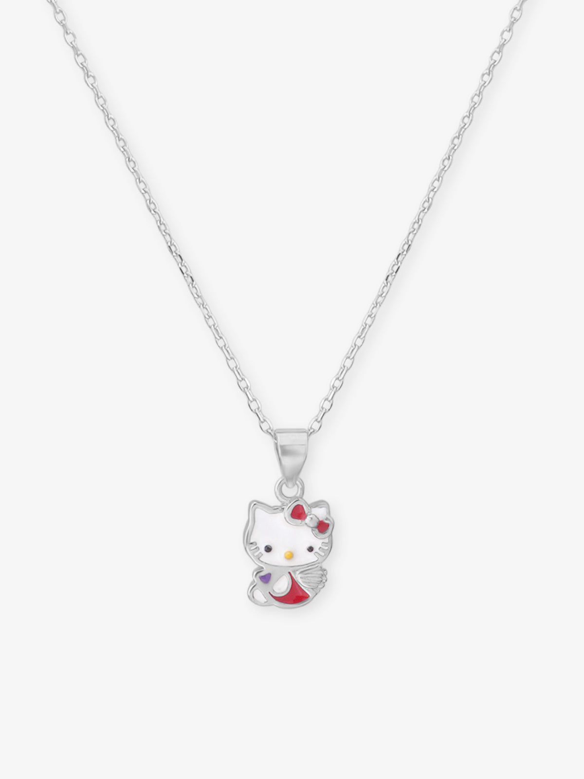 Close‑up of SIJA 925 Silver Classic Hello Kitty Pendant with Chain showing iconic Hello Kitty face detailing handcrafted sterling silver jewellery timeless accessory