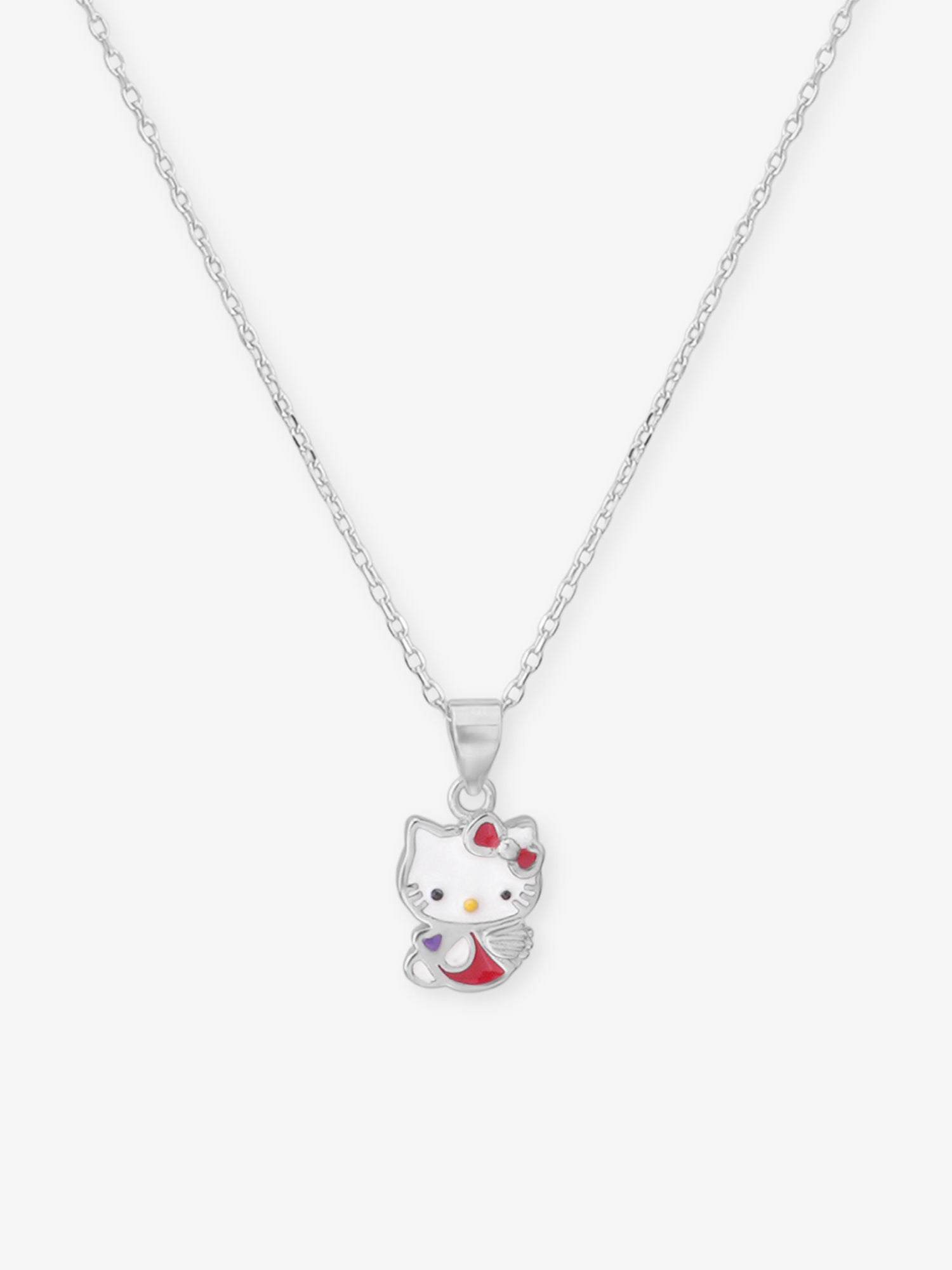 Close‑up of SIJA 925 Silver Classic Hello Kitty Pendant with Chain showing iconic Hello Kitty face detailing handcrafted sterling silver jewellery timeless accessory