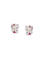 Close‑up of SIJA 925 Silver Classic Hello Kitty Stud showing iconic Hello Kitty face detailing handcrafted sterling silver jewellery fun accessory for children