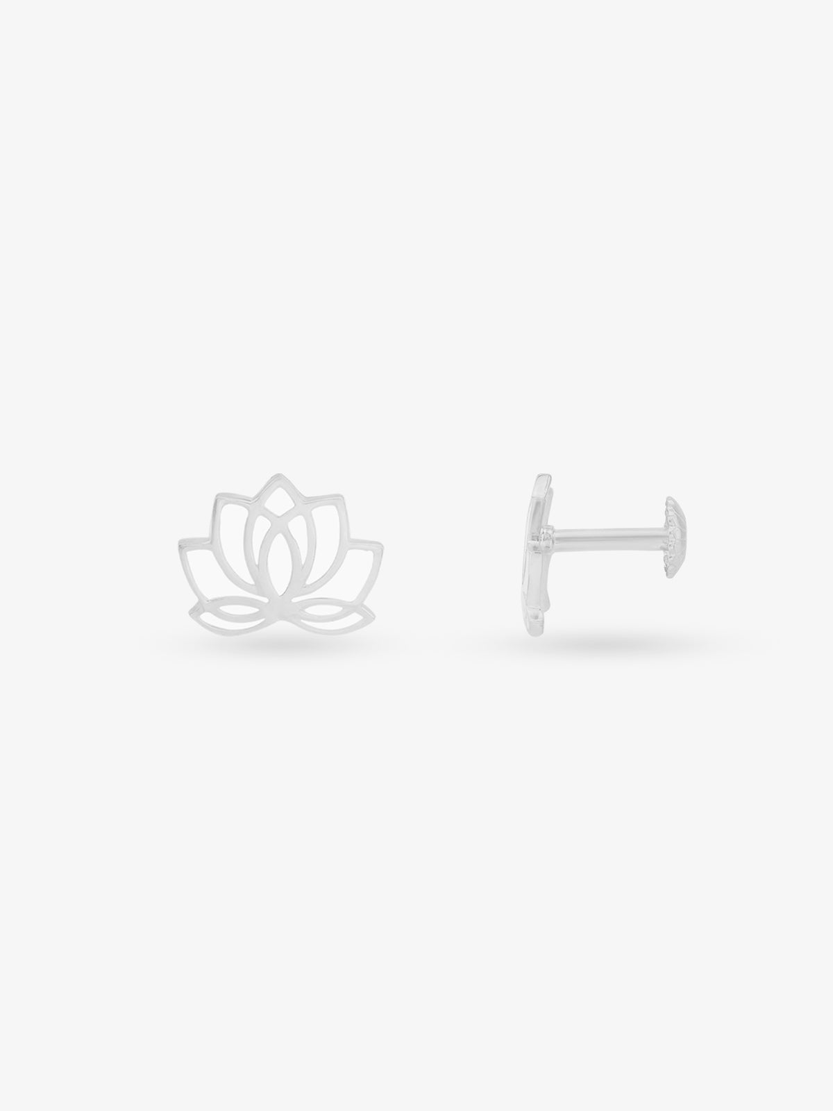 Side profile of SIJA 925 Silver Classic Lotus Studs sterling silver jewellery elegant accessory durable construction polished edges
