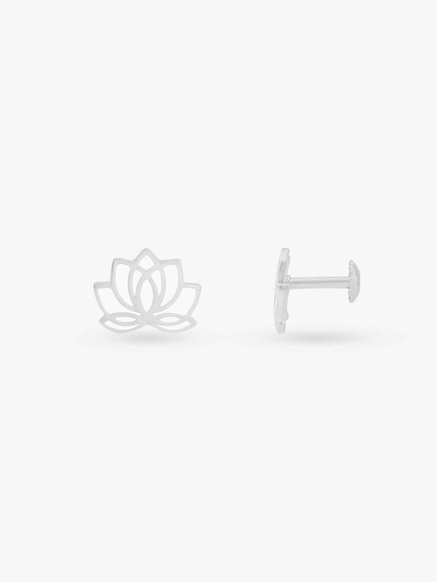 Side profile of SIJA 925 Silver Classic Lotus Studs sterling silver jewellery elegant accessory durable construction polished edges